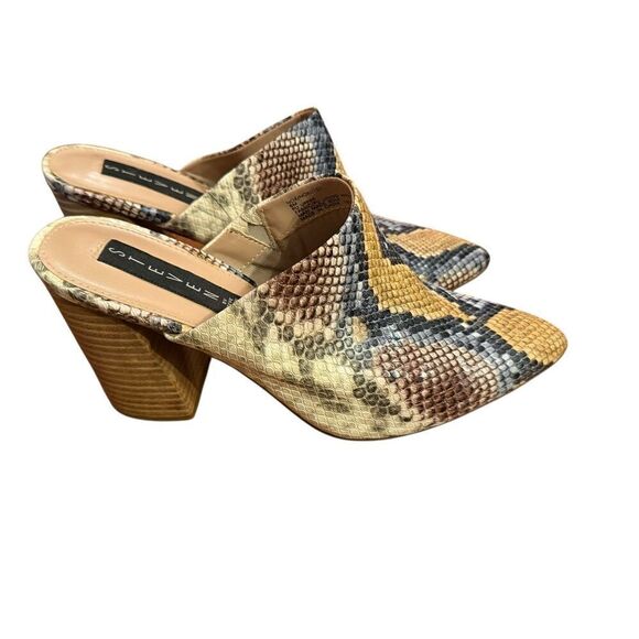 Steven by Steve Madden Nox Snake Python Chunky Block Heeled Mules Sz 8 Womens Fa - Picture 2 of 13